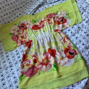 BCBG Max Azria Floral Kimono- Sleeve Mini Dress